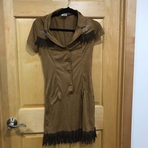 BOGO Faux suede fringe brown dress costume